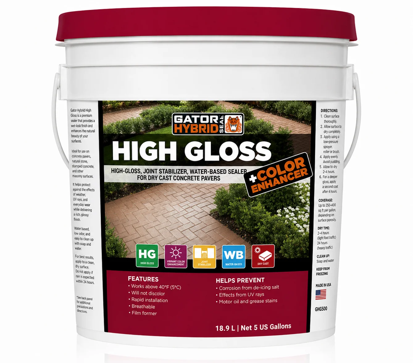 Alliance Gator Hybrid Seal High Gloss Plus Color Enhancer Water Based Paver Sealer - Image 8