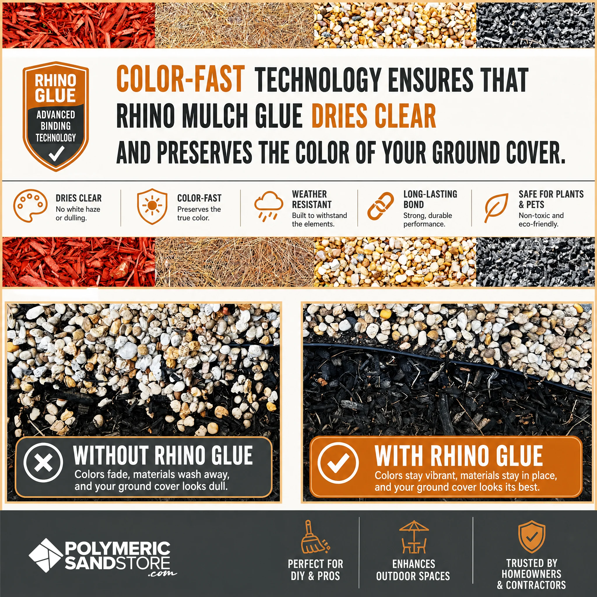 Rhino Stabilizing Mulch & Stone Glue for Landscaping Pea Gravel, Rubber Mulch, and Straw Binder - Image 4