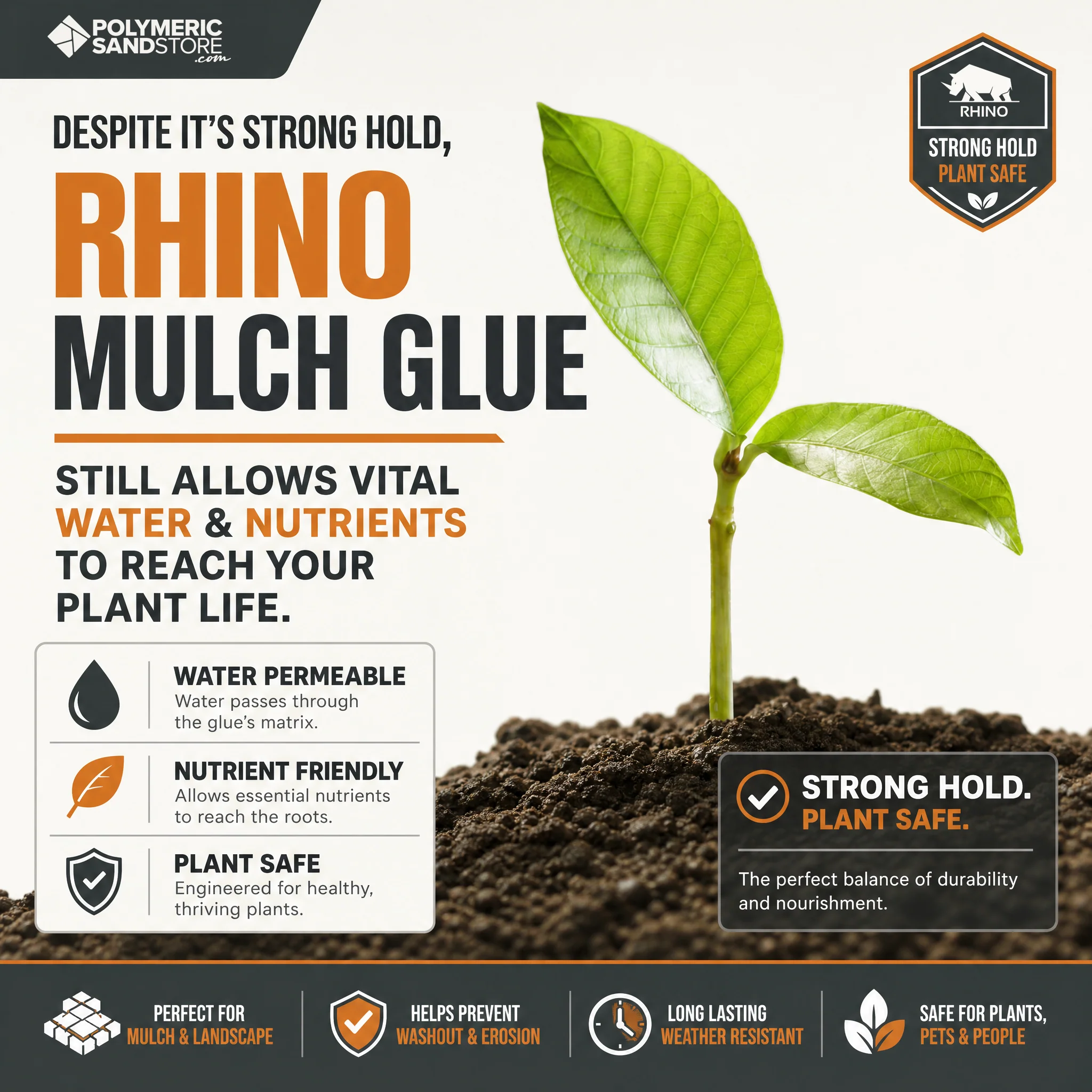 Rhino Stabilizing Mulch & Stone Glue for Landscaping Pea Gravel, Rubber Mulch, and Straw Binder - Image 5